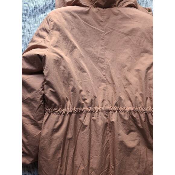 LOFT Women's L Mauve Pink Puffer Duvet Coat Jacket Mid Length Hood & Pockets - Picture 12 of 12